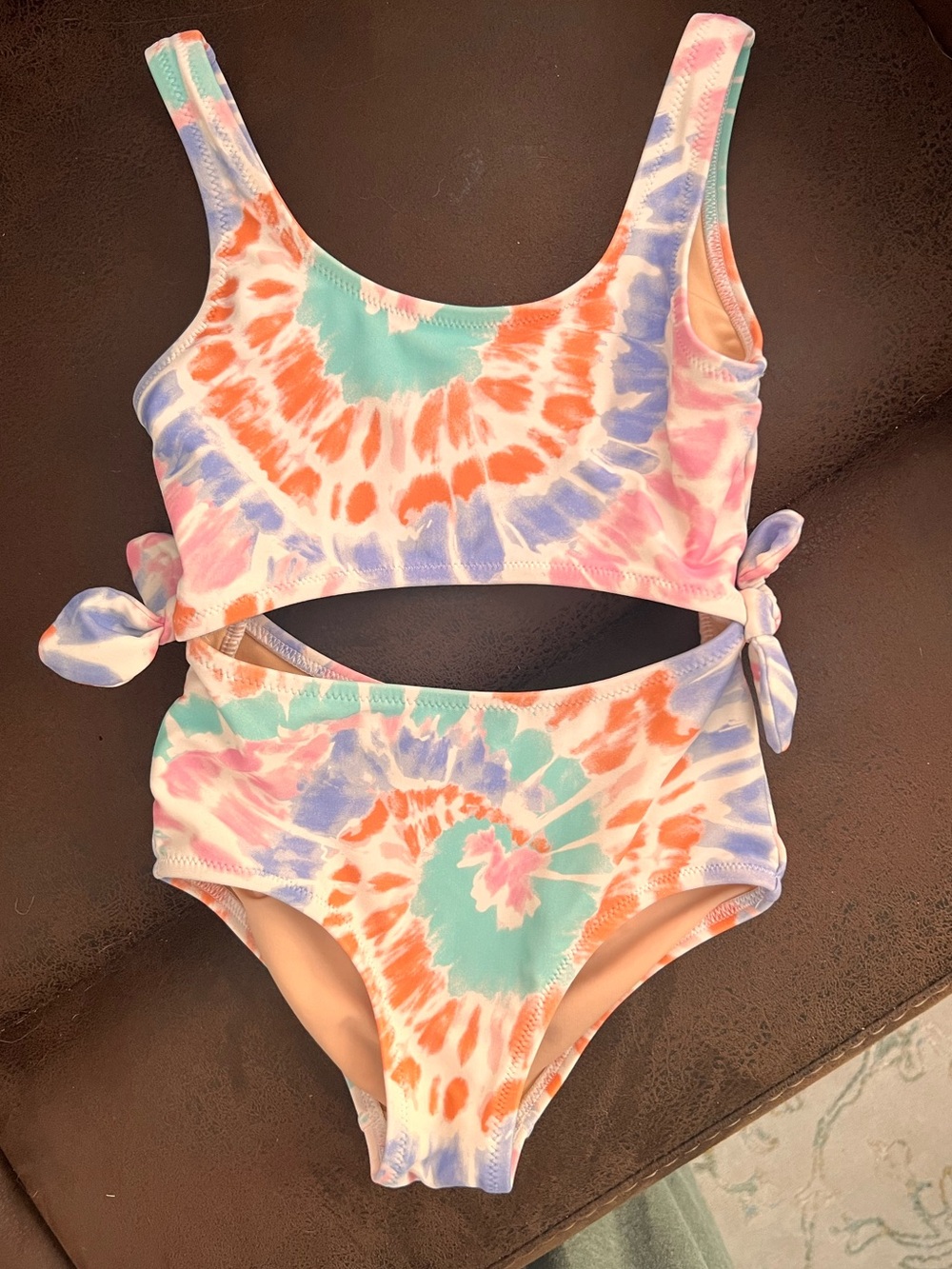 Crew Cut Size 3 Toddler Tie-Dye Cutout One-Piece Swimsuit Pastel